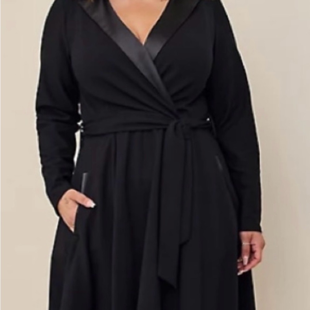 Torrid Elegant Black Wrap Mini Tuxedo Dress